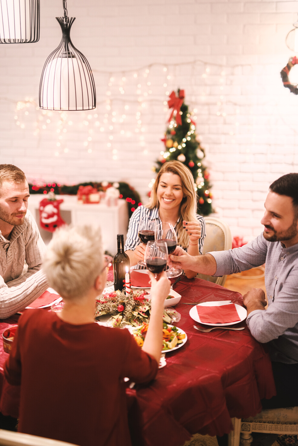 Happy family christmas eve. Christmas friends.